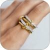 Gold Stackable Rings for Women Non Tarnish,   Gold Plated Cubic Zirconia Rings, Silver Gold Multi Ring Mixed Metals Stack Rings Set