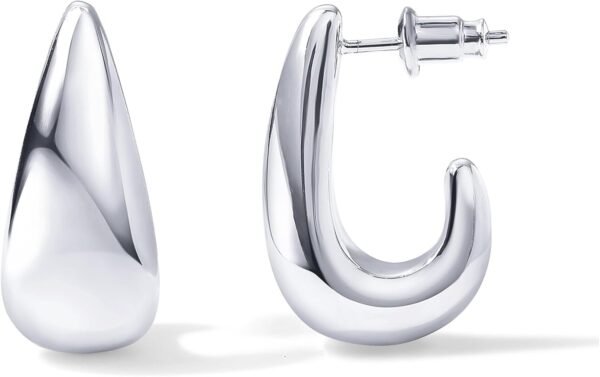 Gold Plated 925 Sterling Silver Post Statement Huggie Earrings | Gold Dome Hoop Earrings for Women