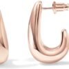 Gold Plated 925 Sterling Silver Post Statement Huggie Earrings | Gold Dome Hoop Earrings for Women