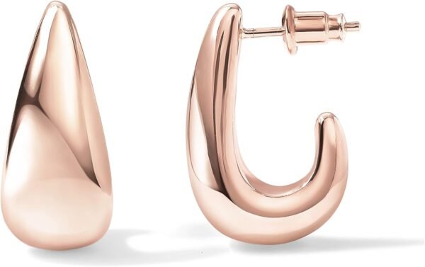 Gold Plated 925 Sterling Silver Post Statement Huggie Earrings | Gold Dome Hoop Earrings for Women