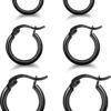 3 Pairs 925 Sterling Silver Hoop Earrings | Small White Gold Plated Hoop Earrings for Women (13mm,15mm,20mm??25mm,30mm,40mm,50mm,60mm)