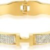 Gold and Silver Plated Bangle Bracelet for Women Stainless Steel with Cubic Zirconia Womens Jewelry