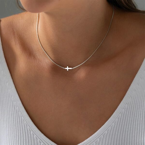 Cross Necklace for Women Trendy  Dainty Gold Silver Plated Cross Pendant Necklaces Simple Cute Faith Charm Choker Religious Drop Dangle Chain Necklace Non Tarnish Costume Jewelry Gift