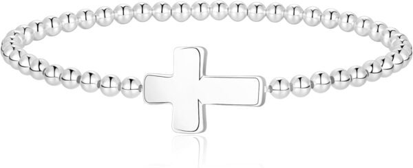 Gold Bracelets for Women, Cute  Gold/Silver Plated Stretch Beaded Bracelets for Women Trendy Stackable Charm Bracelet Dainty Adjustable Waterproof Non Tarnish Jewelry Gifts for Her