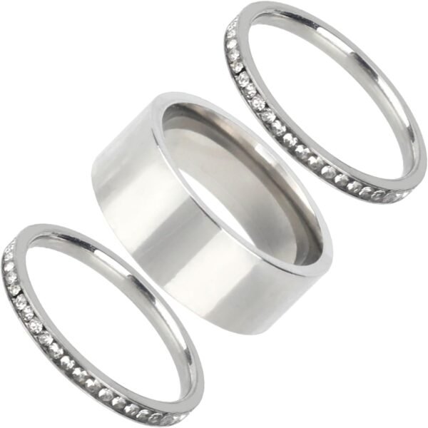 3pcs Stackable Rings Set, Silver Plated Stacking Rings for Women Versatile Stylish and Simple Jewelry Accessories for Women Birthday (2 Sizes)