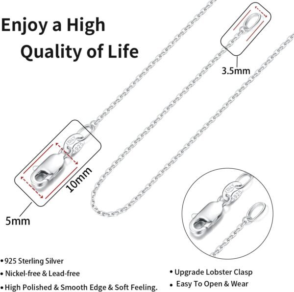 Gold Plated 925 Sterling Silver Chain Necklace for Women, 1.1mm Cable Chains Necklace Thin & Dainty & Sturdy Women's Chain Necklaces, 14/16/17/18/20/22/24 Inches