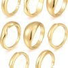 Chunky Gold Stackable Rings for Women Non Tarnish,   Gold-Plated Statement Open Stacking Rings, Knuckle Band Ring Set