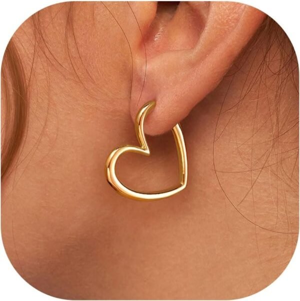 Gold Huggie Earrings for Women- Gold/Silver/Rose/Black Plated Heart Hoop Earrings Hypoallergenic Lightweight Hoops Gifts