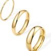 Gold Band Rings for Women Men Non Tarnish, Wedding  Gold Plated Stackable Ring Set for Couples, Dainty Thin Plain Simple Promise Dome Band Thumb Pinky 1mm 3mm 5mm Jewelry Gift Comfort Fit Size 3-13