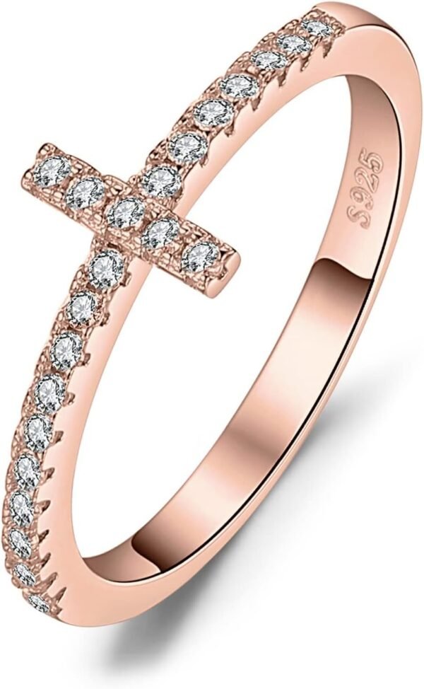 White Yellow Rose Gold Plated 925 Sterling Silver Rings for Women, Cubic Zirconia Promise Rings for Her, Stackable Wedding Bands Rings for Women Infinity Forever Love Knot Ring