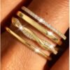 Gold Plated Stackable Rings for Women Non Tarnish Dainty Cubic Zirconia Ring Set Minimalist Wedding Bands Ring Stack Statement Engagement Promise Thumb Rings Size 5-10