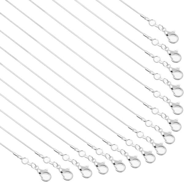 30 Pack Necklace Chain Silver Plated Necklace Snake Chains Bulk for Jewelry Making, 1.2 mm (18 Inches)