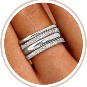 Stackable Rings for Women Non Tarnish  Gold Plated Dainty Cubic Zirconia Rings Minimalist Stacking Thumb Ring Set Thin Statement Promise Wedding Bands Engagement Ring Stack Size 5-10