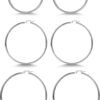 3 Pairs 925 Sterling Silver Hoop Earrings | Small White Gold Plated Hoop Earrings for Women (13mm,15mm,20mm??25mm,30mm,40mm,50mm,60mm)