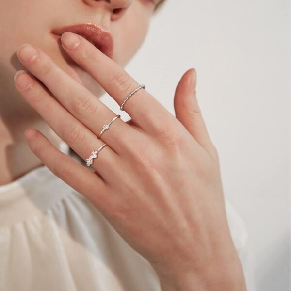 Gold Silver Plated Stacking Rings Set for Women  Dainty Stackable Thumb Knuckle Cute Ring for Women Pinky Finger Fashion Band Thin Simple Plain Chain CZ Rings Size 6-11