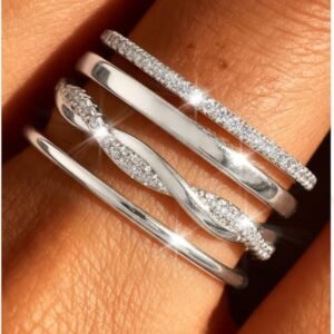 Gold Plated Stackable Rings for Women Non Tarnish Dainty Cubic Zirconia Ring Set Minimalist Wedding Bands Ring Stack Statement Engagement Promise Thumb Rings Size 5-10