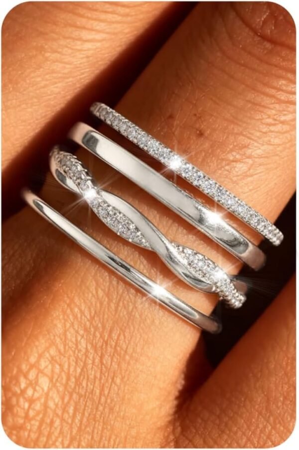 Gold Plated Stackable Rings for Women Non Tarnish Dainty Cubic Zirconia Ring Set Minimalist Wedding Bands Ring Stack Statement Engagement Promise Thumb Rings Size 5-10