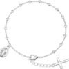 Silver Plated Bracelets for Women Non Tarnish,Silver Cross Bracelets for Wome,Womens Silver Plated Bracelet Waterproof Cross Bead Charm Link Chain Bracelet Jewelry Gifts for Womens Trendy