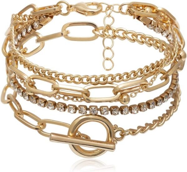 Gold-plated Bracelets for Women Dainty Boho Stackable Bracelet Set Chunky Layered Link Bangle for Women