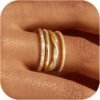 Stackable Rings for Women Non Tarnish Dainty  Gold Plated Stackable Thin Rings Cubic Zirconia Thumb Ring Set Trendy Statement Promise Wedding Bands Engagement Rings for Women Size 5-10