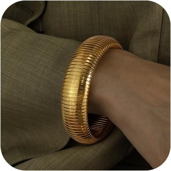 Gold Plated Bracelets for Women Gold Bangles for Women Chunky Bangle Bracelets for Women Bracelets Stack Tarnish Free Bangle Set of 3 for Women Accessories for Her Gifts