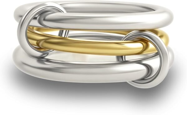 Gold Stackable Rings for Women Non Tarnish,   Gold Plated Cubic Zirconia Rings, Silver Gold Multi Ring Mixed Metals Stack Rings Set