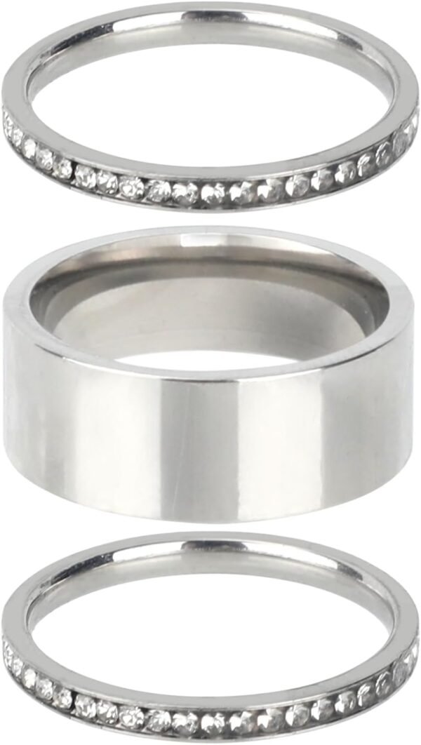 3pcs Stackable Rings Set, Silver Plated Stacking Rings for Women Versatile Stylish and Simple Jewelry Accessories for Women Birthday (2 Sizes)