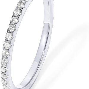 61OmckZxTuL._AC_SL1500 Gold Plated Solid 925 Sterling Silver CZ Simulated Diamond Stackable Ring Eternity Bands for Women