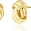 Trendy Gold Plated Knot Earrings for Women Chunky Statement Drop Dangle Earrings Lightweight Hypoallergenic Fashion Accessories Gold Jewelry Gifts for Womens