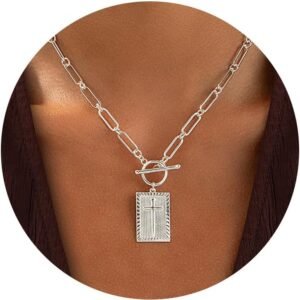 Valentines Day Gifts  Gold Plated and Silver Plated Cross Necklace for Women, Non-Tarnish Faith Jewelry with Toggle Clasp, Fashion Necklace Gifts for Women, Christian Faith, Communion, Birthday & Christmas