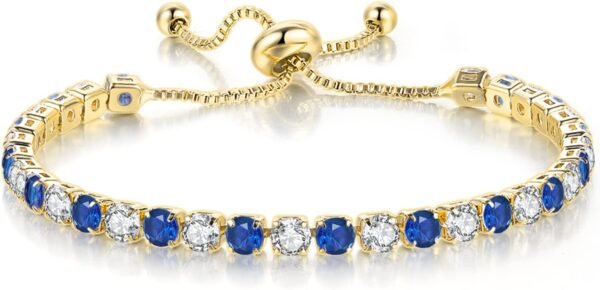 Tennis Bracelets for Women White Gold Plated Diamond AAA+ Cubic Zirconia CZ Dainty Classic Adjustable Slider Bracelet Silver Fashion Jewelry Wedding Gift