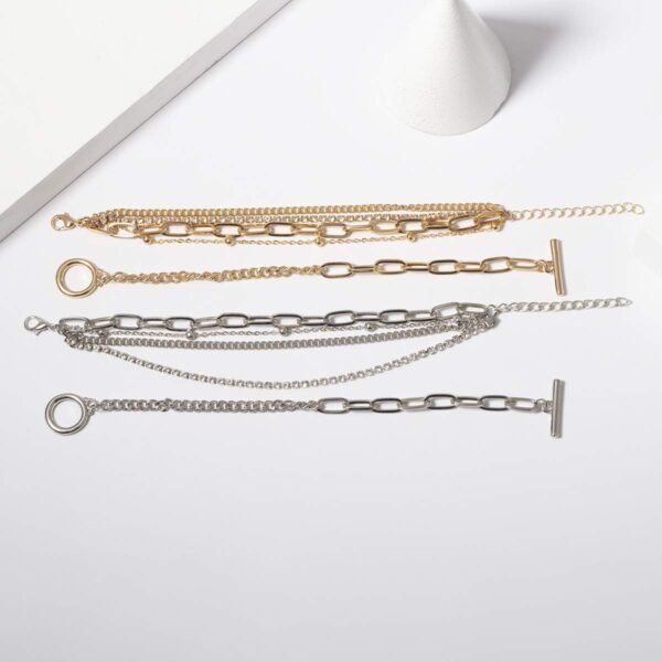 Gold-plated Bracelets for Women Dainty Boho Stackable Bracelet Set Chunky Layered Link Bangle for Women