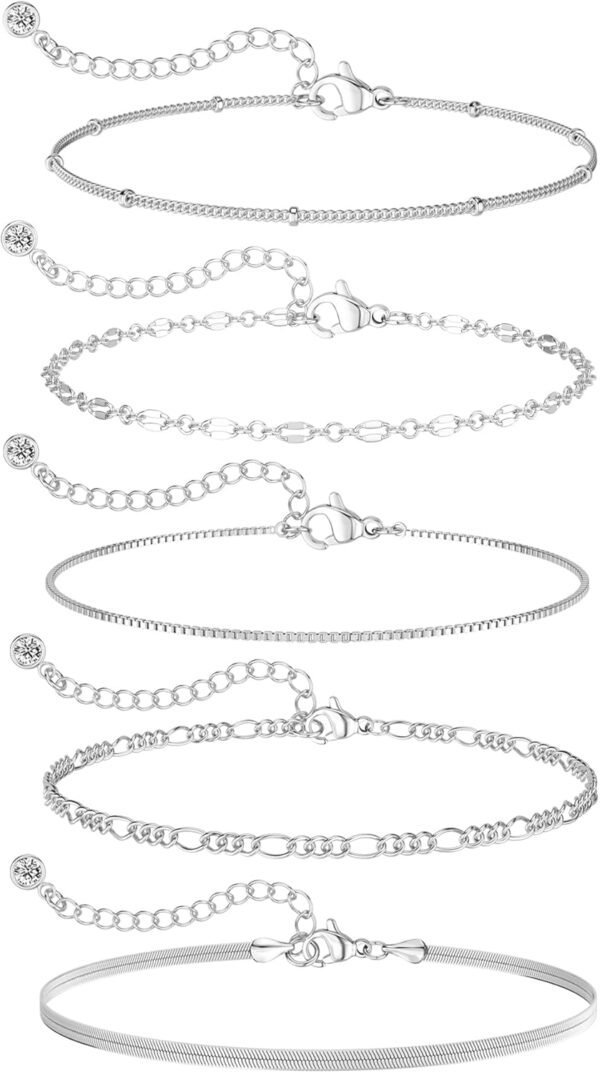 Gold Bracelets for Women Trendy, Dainty  Gold Plated Bracelet Stack Beaded Chain Bracelet Set Thin Small Cute Paperclip Bracelets Fashion Waterproof Jewelry Gift Gold Accessories for Women