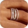 Stackable Rings for Women Non Tarnish Dainty  Gold Plated Stackable Thin Rings Cubic Zirconia Thumb Ring Set Trendy Statement Promise Wedding Bands Engagement Rings for Women Size 5-10