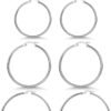 3 Pairs 925 Sterling Silver Hoop Earrings | Small White Gold Plated Hoop Earrings for Women (13mm,15mm,20mm??25mm,30mm,40mm,50mm,60mm)