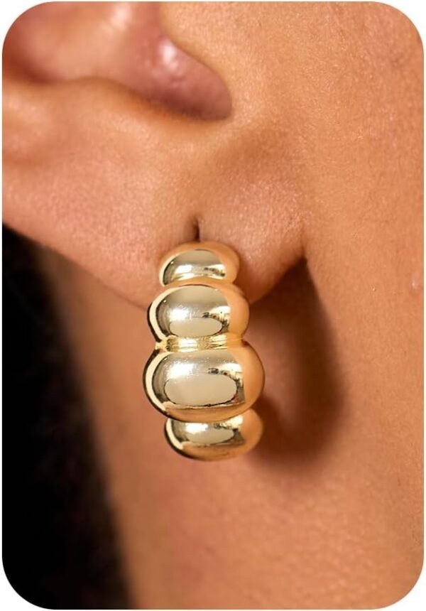 Gold Huggie Earrings for Women- Gold/Silver/Rose/Black Plated Heart Hoop Earrings Hypoallergenic Lightweight Hoops Gifts