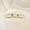 Gold Plated Stackable Rings, 3 Ring Set with CZ Cubic Zirconia, Gold & Silver Stacked, Interlocking Band for Women Statement