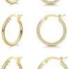 3 Pairs 925 Sterling Silver Hoop Earrings | Small White Gold Plated Hoop Earrings for Women (13mm,15mm,20mm??25mm,30mm,40mm,50mm,60mm)