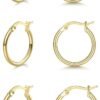 3 Pairs 925 Sterling Silver Hoop Earrings | Small White Gold Plated Hoop Earrings for Women (13mm,15mm,20mm??25mm,30mm,40mm,50mm,60mm)
