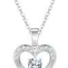 Valentines Day Heart Necklace, Dainty Gold/Silver Plated Pendant Necklaces for Women Trendy Love Heart Cubic Zirconia Necklace Tarnish Free Gold Jewelry Unique Valentines Day Gifts for Her