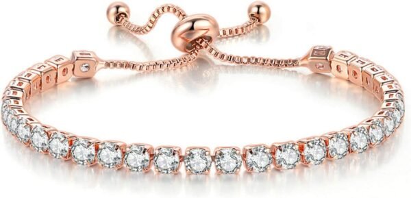 Tennis Bracelets for Women White Gold Plated Diamond AAA+ Cubic Zirconia CZ Dainty Classic Adjustable Slider Bracelet Silver Fashion Jewelry Wedding Gift