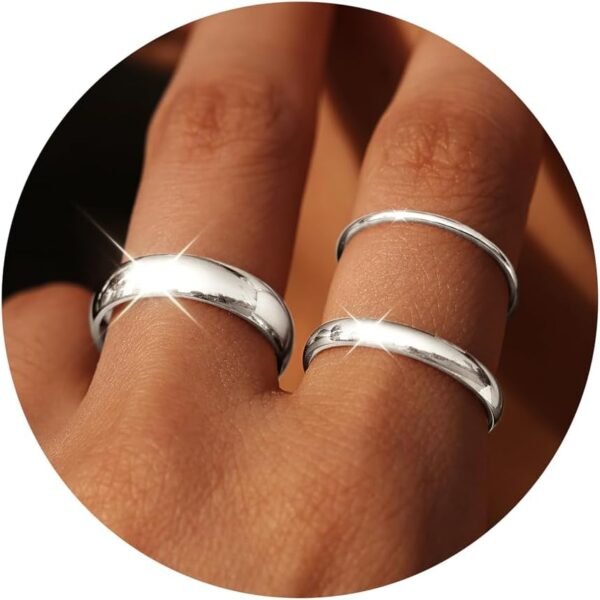 Gold Band Rings for Women Men Non Tarnish, Wedding  Gold Plated Stackable Ring Set for Couples, Dainty Thin Plain Simple Promise Dome Band Thumb Pinky 1mm 3mm 5mm Jewelry Gift Comfort Fit Size 3-13