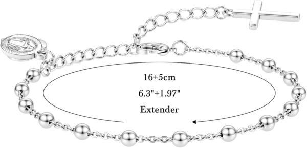 Silver Plated Bracelets for Women Non Tarnish,Silver Cross Bracelets for Wome,Womens Silver Plated Bracelet Waterproof Cross Bead Charm Link Chain Bracelet Jewelry Gifts for Womens Trendy