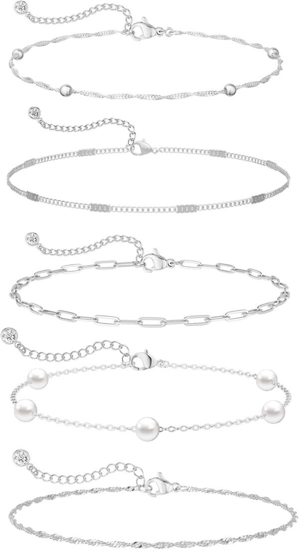 Gold Bracelets for Women Trendy, Dainty  Gold Plated Bracelet Stack Beaded Chain Bracelet Set Thin Small Cute Paperclip Bracelets Fashion Waterproof Jewelry Gift Gold Accessories for Women