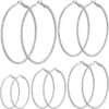 4/10 Pairs Stainless Steel Gold Silver Plated Hoop Earrings Hypoallergenic Dainty Big Small Hoops Earrings Set for Women