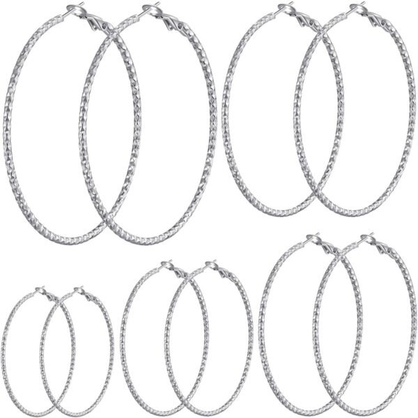 4/10 Pairs Stainless Steel Gold Silver Plated Hoop Earrings Hypoallergenic Dainty Big Small Hoops Earrings Set for Women