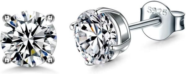 925 Sterling Silver Stud earrings Set | White Gold Plated Hypoallergenic Stud Earrings | Cubic Zirconia Stud Earrings for Women (2mm,3mm,4mm,5mm,6mm,7mm) 8 CZ colors options