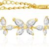 Gold Plated Butterfly Bracelets for Women Trendy Adjustable Cubic Zirconia Bracelet Friendship Vacation Jewelry Accessories