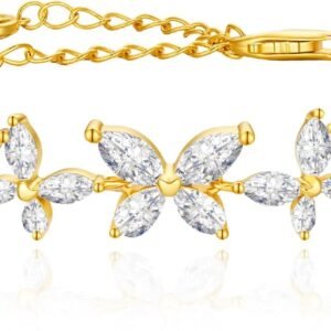 Gold Plated Butterfly Bracelets for Women Trendy Adjustable Cubic Zirconia Bracelet Friendship Vacation Jewelry Accessories