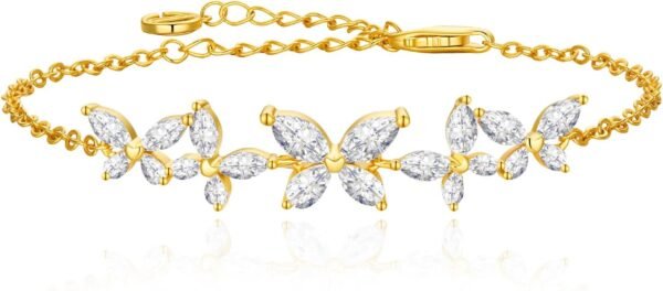 Gold Plated Butterfly Bracelets for Women Trendy Adjustable Cubic Zirconia Bracelet Friendship Vacation Jewelry Accessories